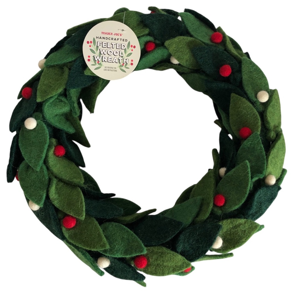 NWT Trader Joe's Christmas Handcrafted Felted Wool Wreath Rare 2025